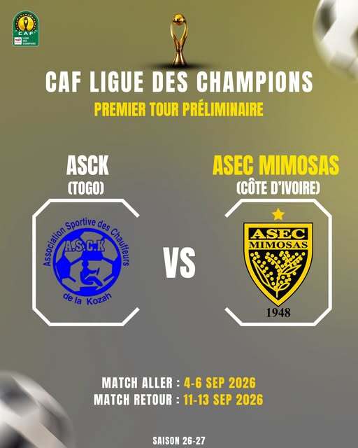Compétitions interclubs de la CAF 2026-2027 : l’ASEC Mimosas et le CO Korhogo fixés sur leurs premiers défis